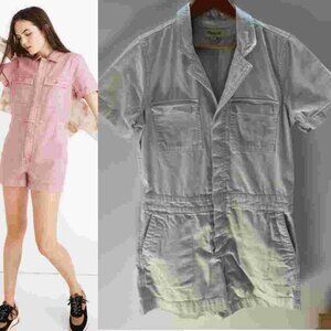 Madewell Mint Green Cotton Garment-Dyed Coverall Romper Casual Womens Size M